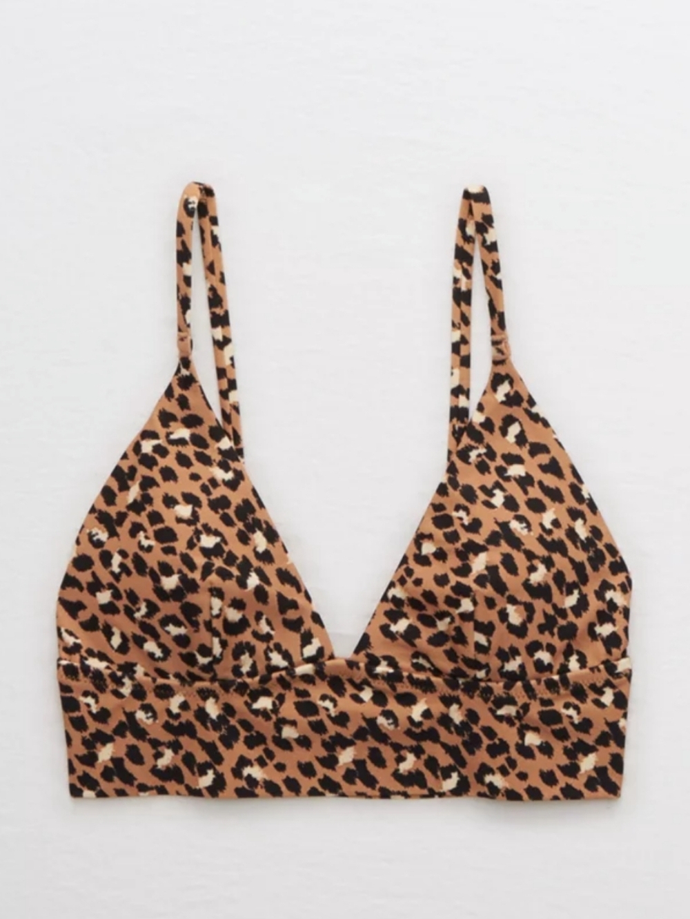 aerie Tan and Black Leopard Print Triangle Swim Top Bikini Bralette Medium